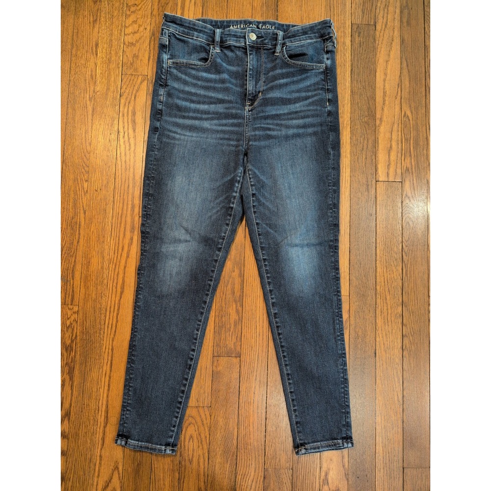 American Eagle Next Level Stretch High‎ Rise Skinny Jegging Dark Wash Acid 12S